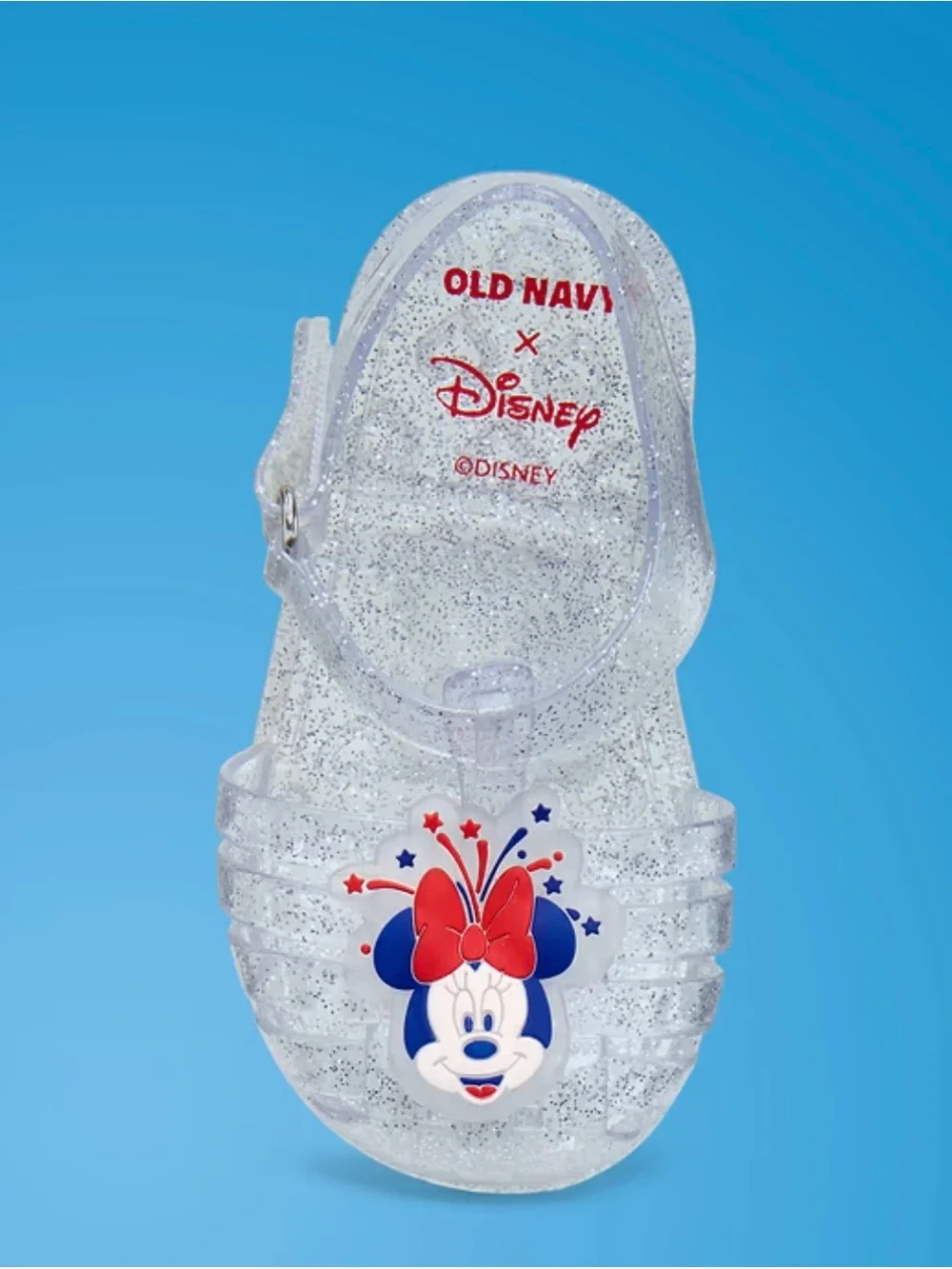 NWT Baby 6/12 month Clear Glitter Minnie Jelly Sandals - White/Red/Blue